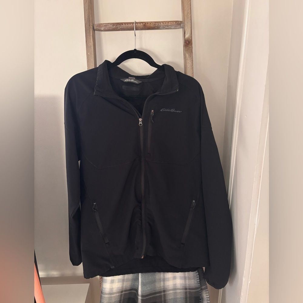 Eddie Bauer Black Windbreaker with Mock Neck